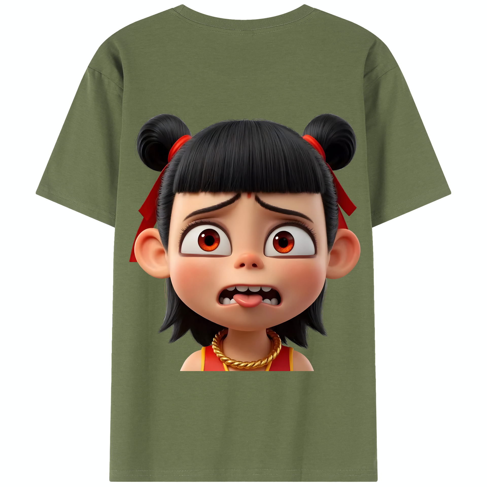 （画像用） Ne Zha 2 ナタ 魔童の大暴れ 綿100％半袖Tシャツ（背面プリント）